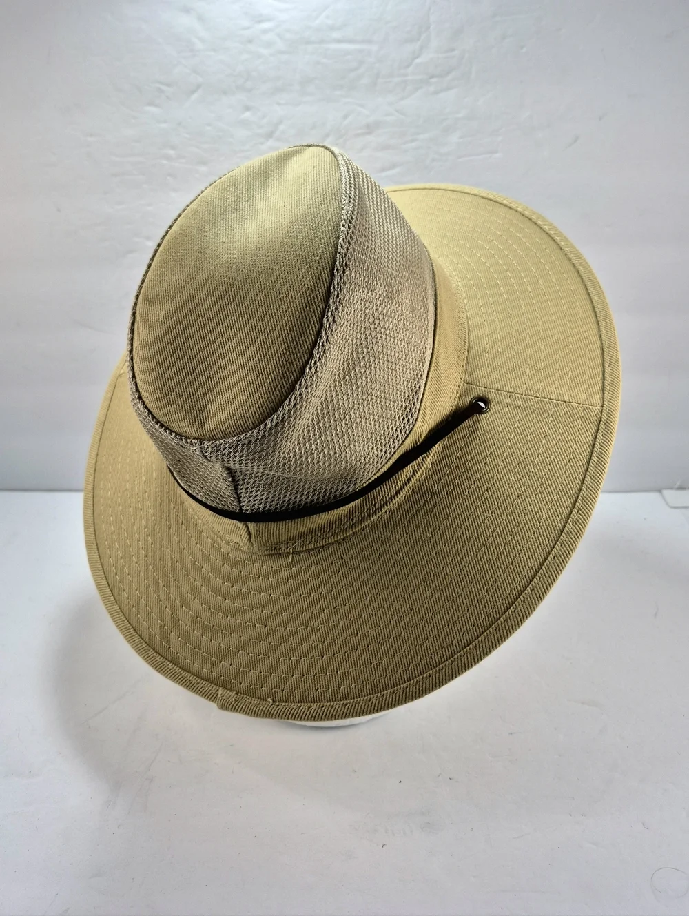 NWOT Dorfman Hat Co. Khaki Mesh Crown Safari Sun Hat Unisex Packable Travel